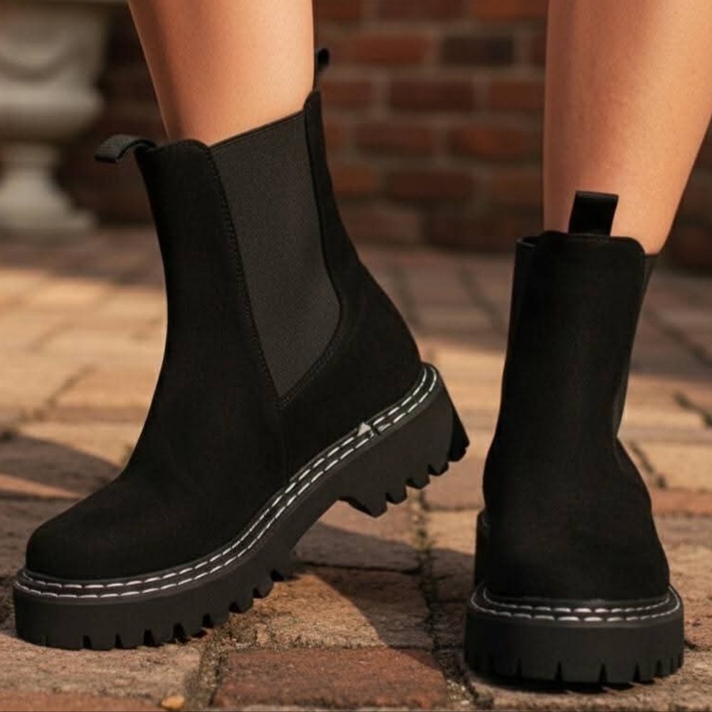 Black Suede Combat Boots